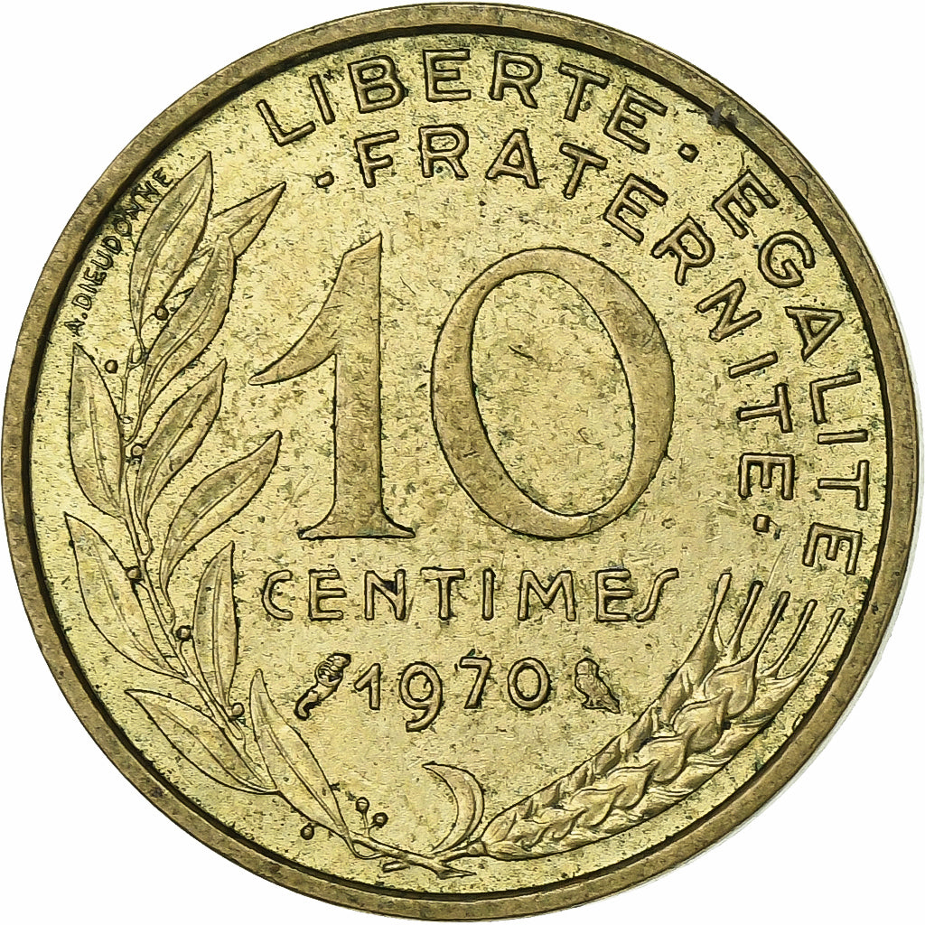 Francia, 10 Centimes, Marianne, 1970, Paris, Alluminio-bronzo, BB, Gadoury:293