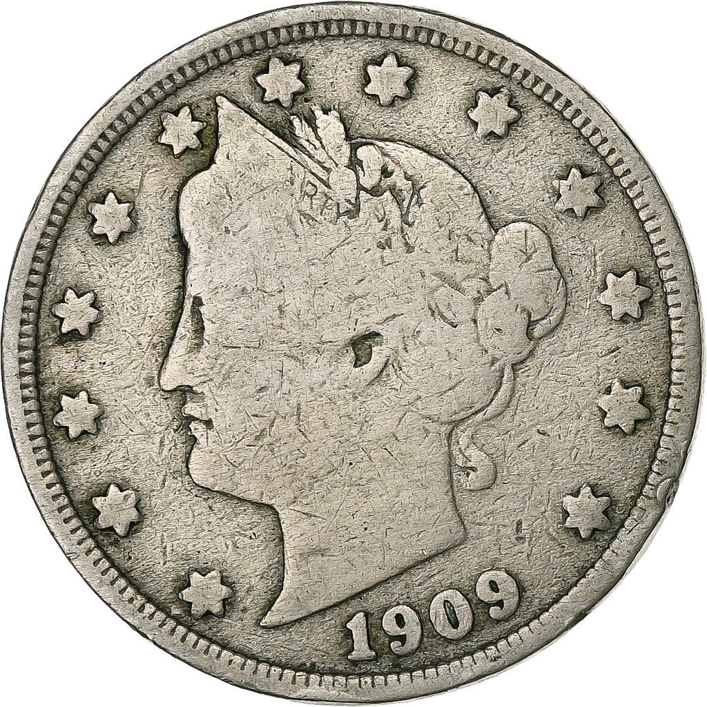 United States, 5 Cents, 1909, Philadelphia, Nickel, F(12-15)