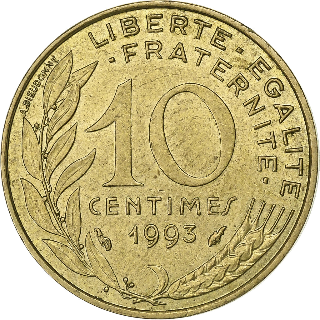 Francia, 10 Centimes, Marianne, 1993, Paris, Alluminio-bronzo, BB+, Gadoury:293