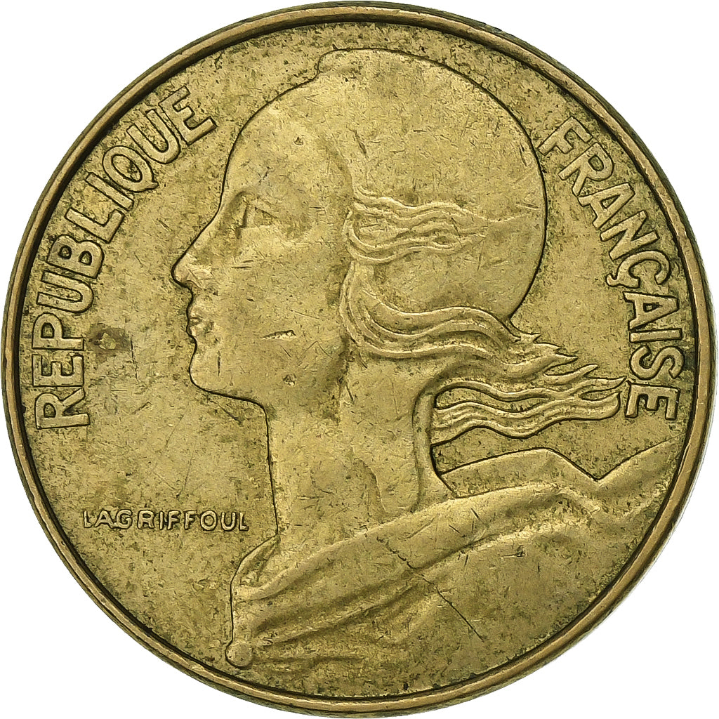 Francia, 10 Centimes, Marianne, 1974, Paris, Alluminio-bronzo, BB, Gadoury:293