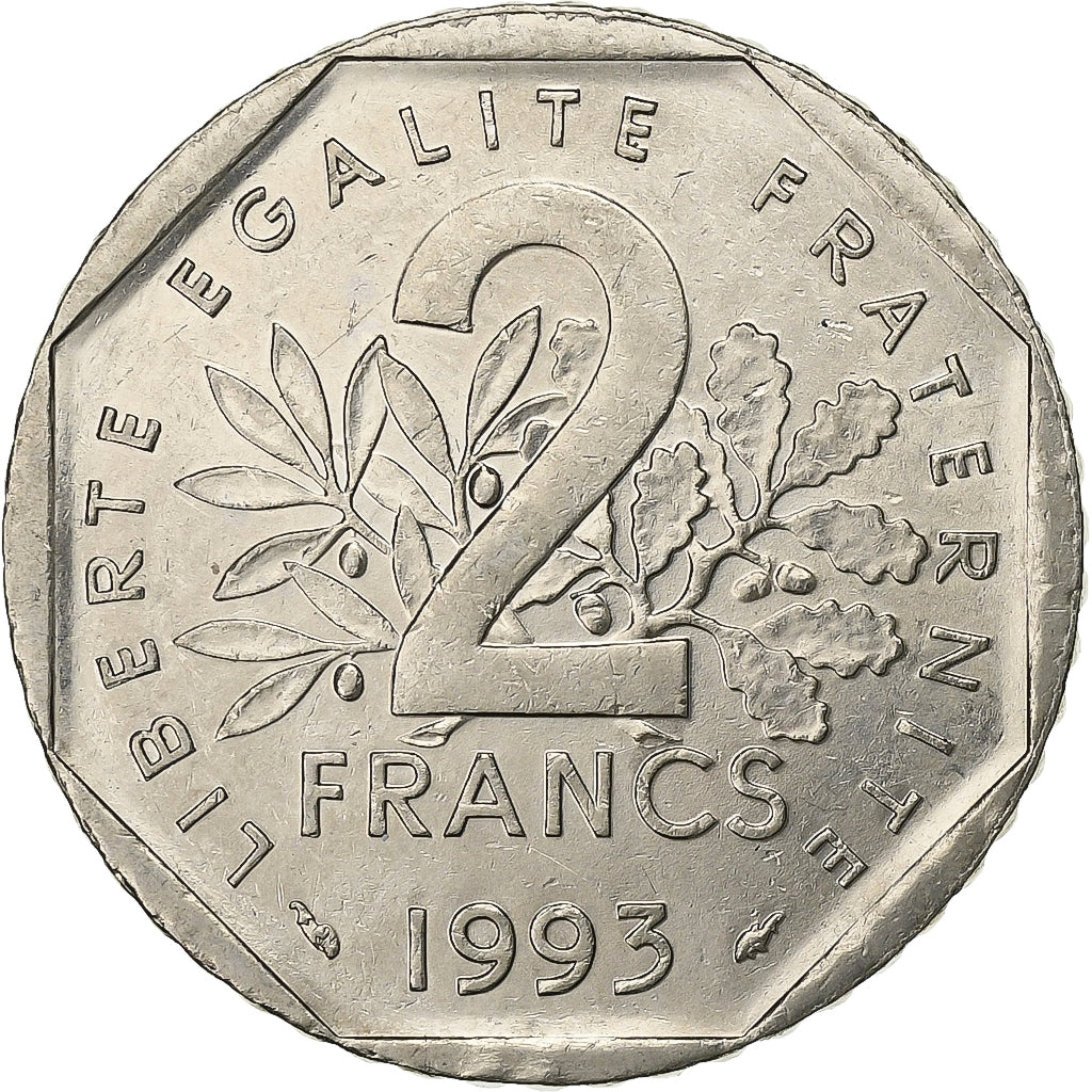 Frankreich, 2 Francs, Semeuse, 1993, Paris, Nickel, SS, Gadoury:547, KM:942.2