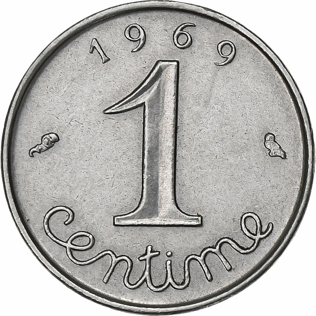 França, Centime, Épi, 1969, Paris, Aço Inoxidável, AU(50-53), Gadoury:91
