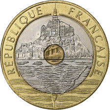 France, 20 Francs, Mont Saint Michel, 1992, Paris, Tri-Metallic, MS(60-62)