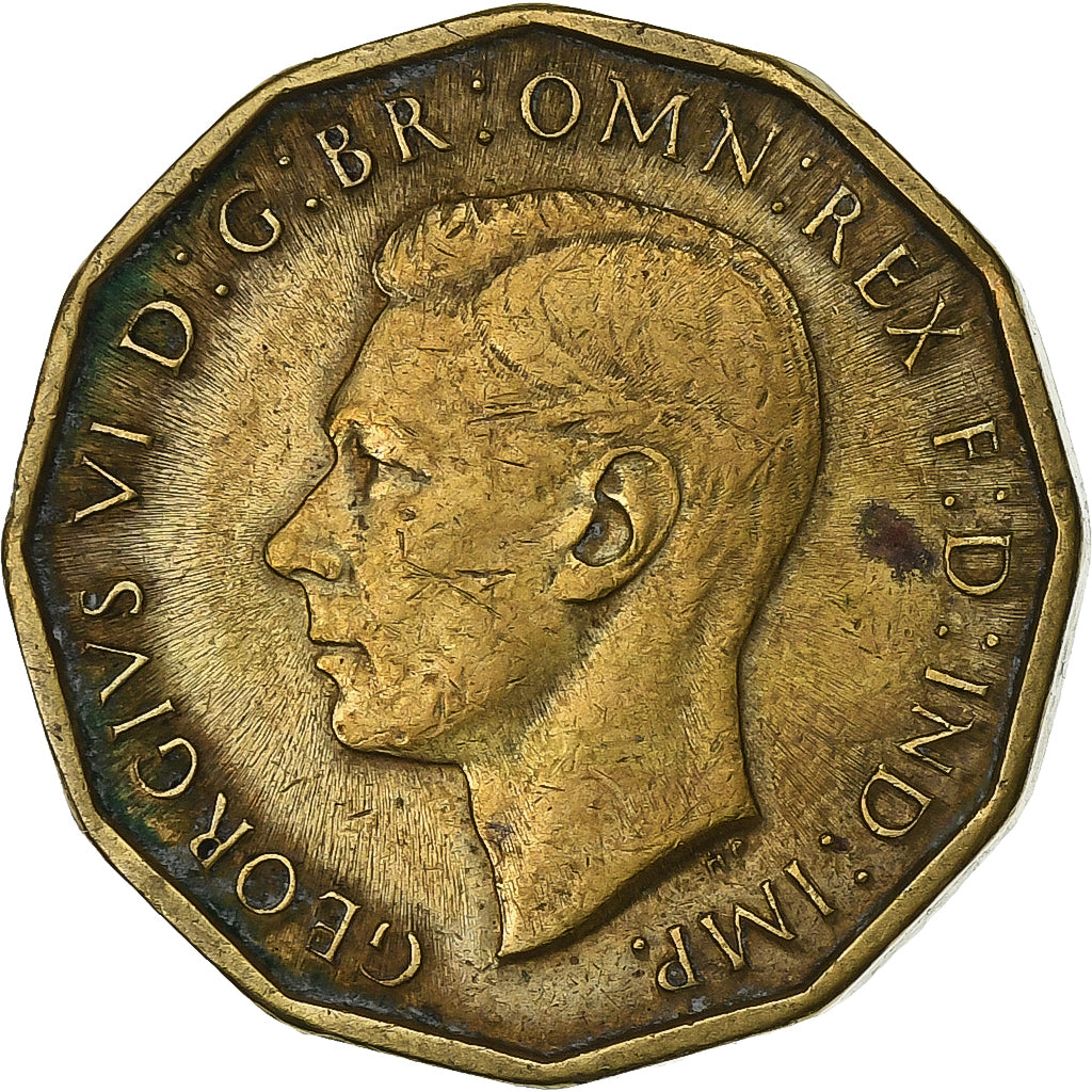 Wielka Brytania, George VI, 3 Pence, 1943, Mosiądz niklowy, EF(40-45), KM:849