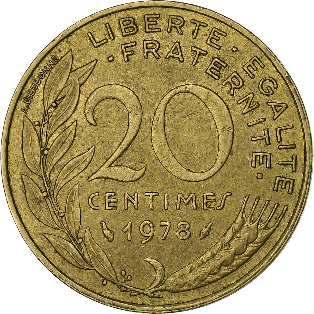 Francia, 20 Centimes, Marianne, 1978, Paris, Alluminio-bronzo, BB, Gadoury:332