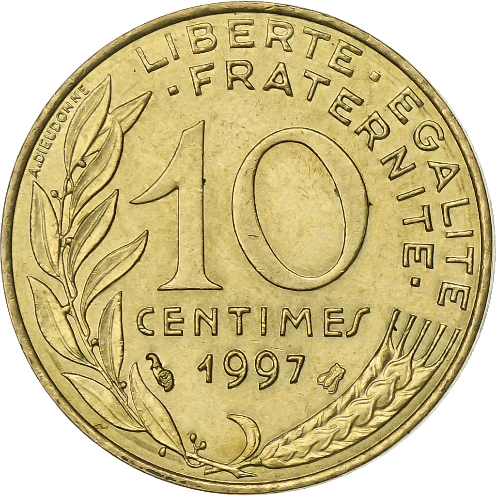 Francia, 10 Centimes, Marianne, 1997, Paris, Aluminio - bronce, EBC