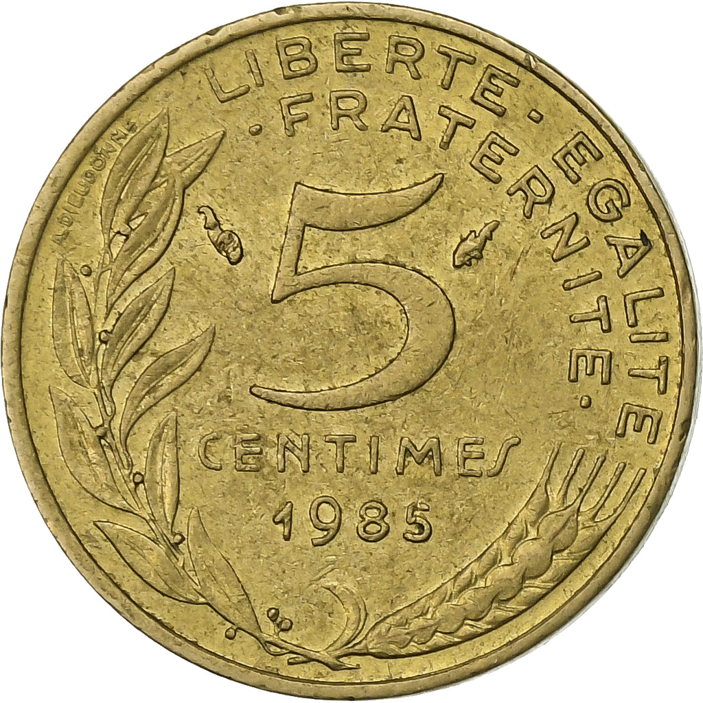 Francia, 5 Centimes, Marianne, 1985, Paris, Aluminio - bronce, MBC+