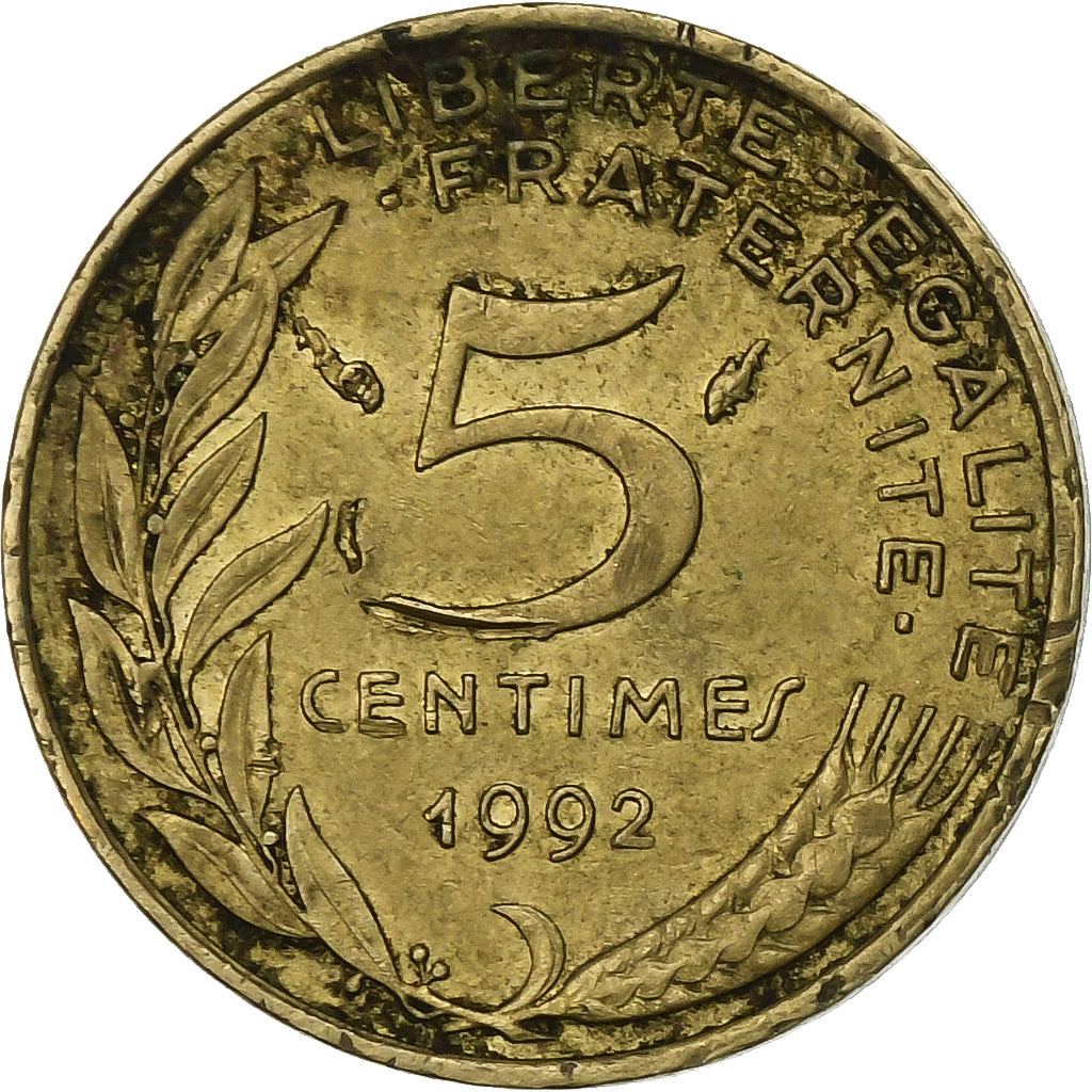 Frankrijk, 5 Centimes, Marianne, 1992, Paris, Aluminum-Bronze, ZF, Le