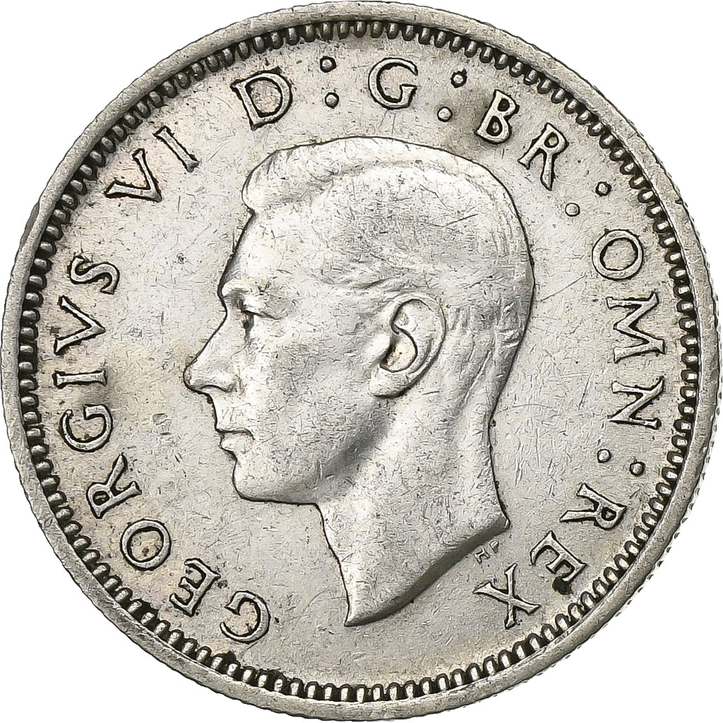Gran Bretagna, George VI, 6 Pence, 1945, SPL, Argento, KM:852