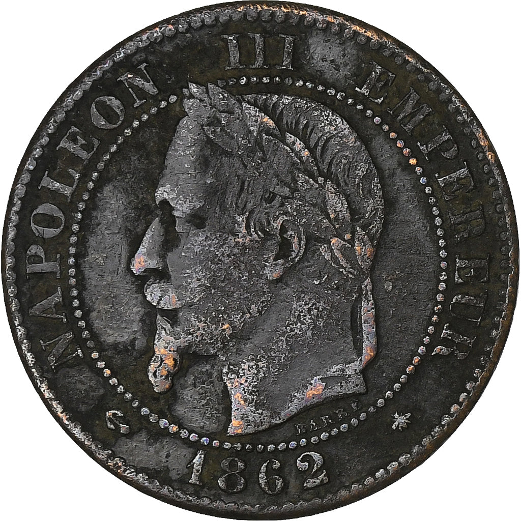Francja, Napoleon III, 2 Centimes, Napoléon III, 1862, Paris, Brązowy