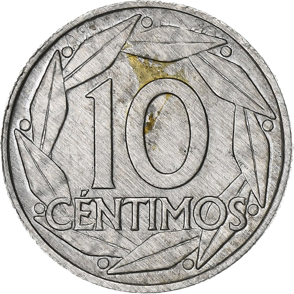 España, Francisco Franco, caudillo, 10 Centimos, 1959, Aluminio, BC+, KM:790