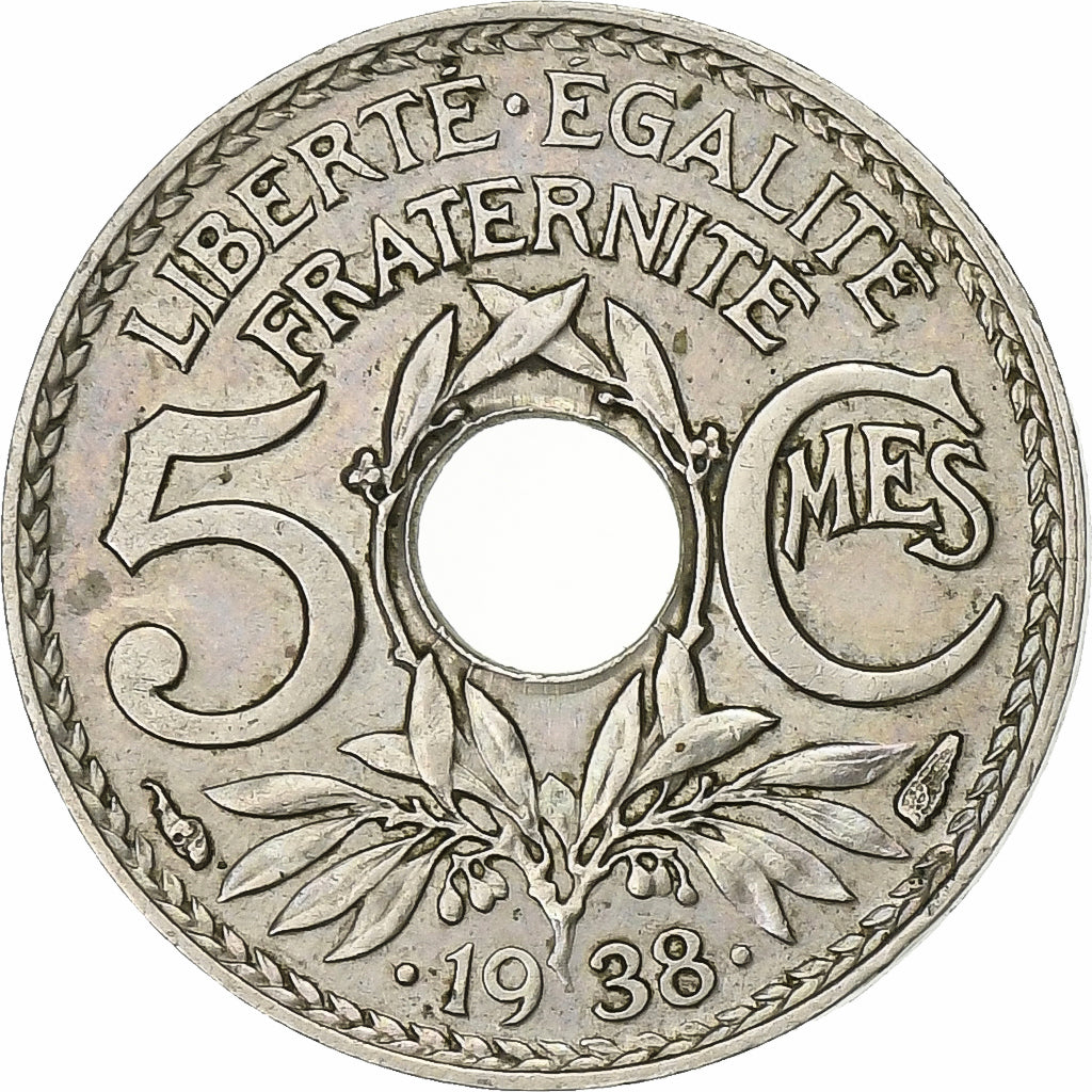 France, 5 Centimes, Lindauer, 1938, Copper-nickel, AU(55-58), Le Franc:F.122