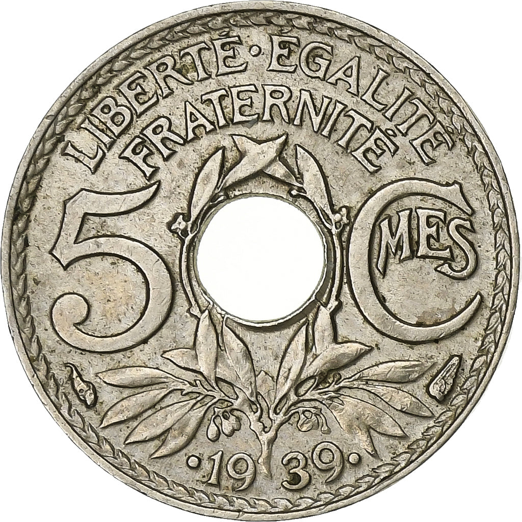 França, 5 Centimes, Lindauer, 1939, Níquel-Bronze, AU(55-58), Gadoury:171