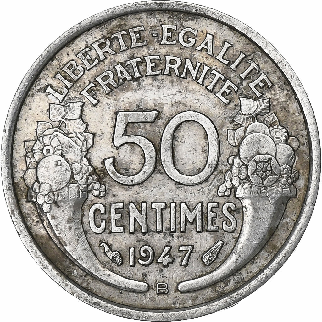 Frankreich, 50 Centimes, Morlon, 1947, Beaumont - Le Roger, Aluminium, SS