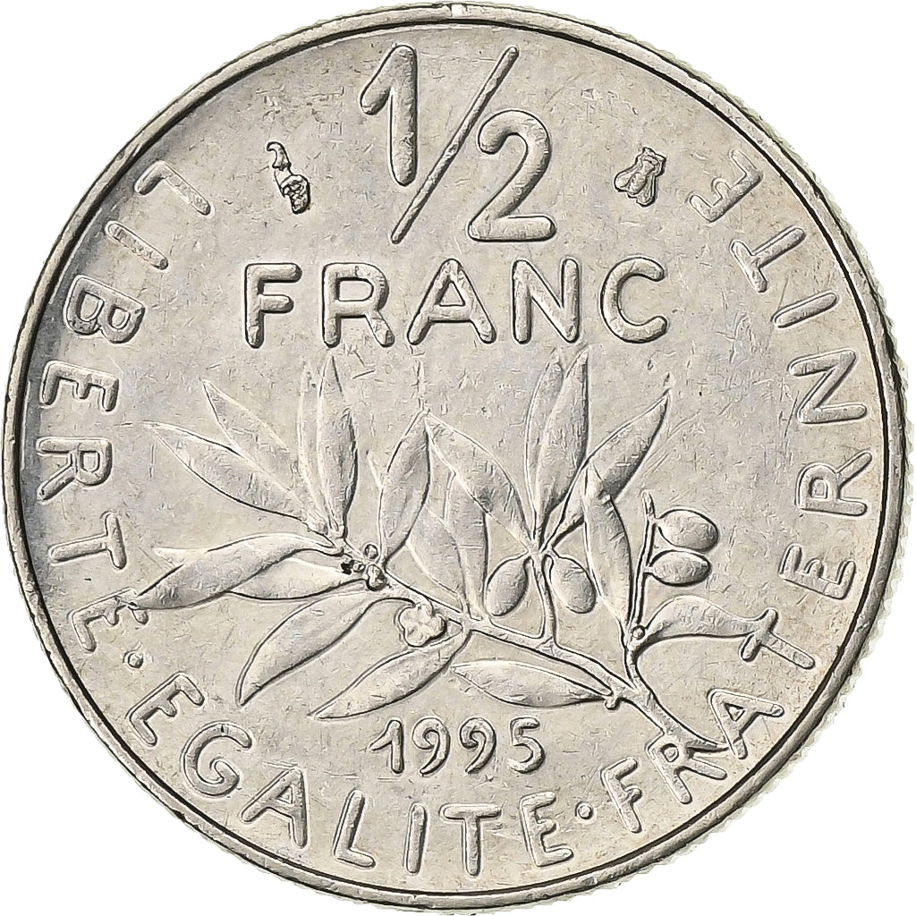 France, 1/2 Franc, Semeuse, 1995, Paris, Nickel, AU(50-53), Gadoury:429