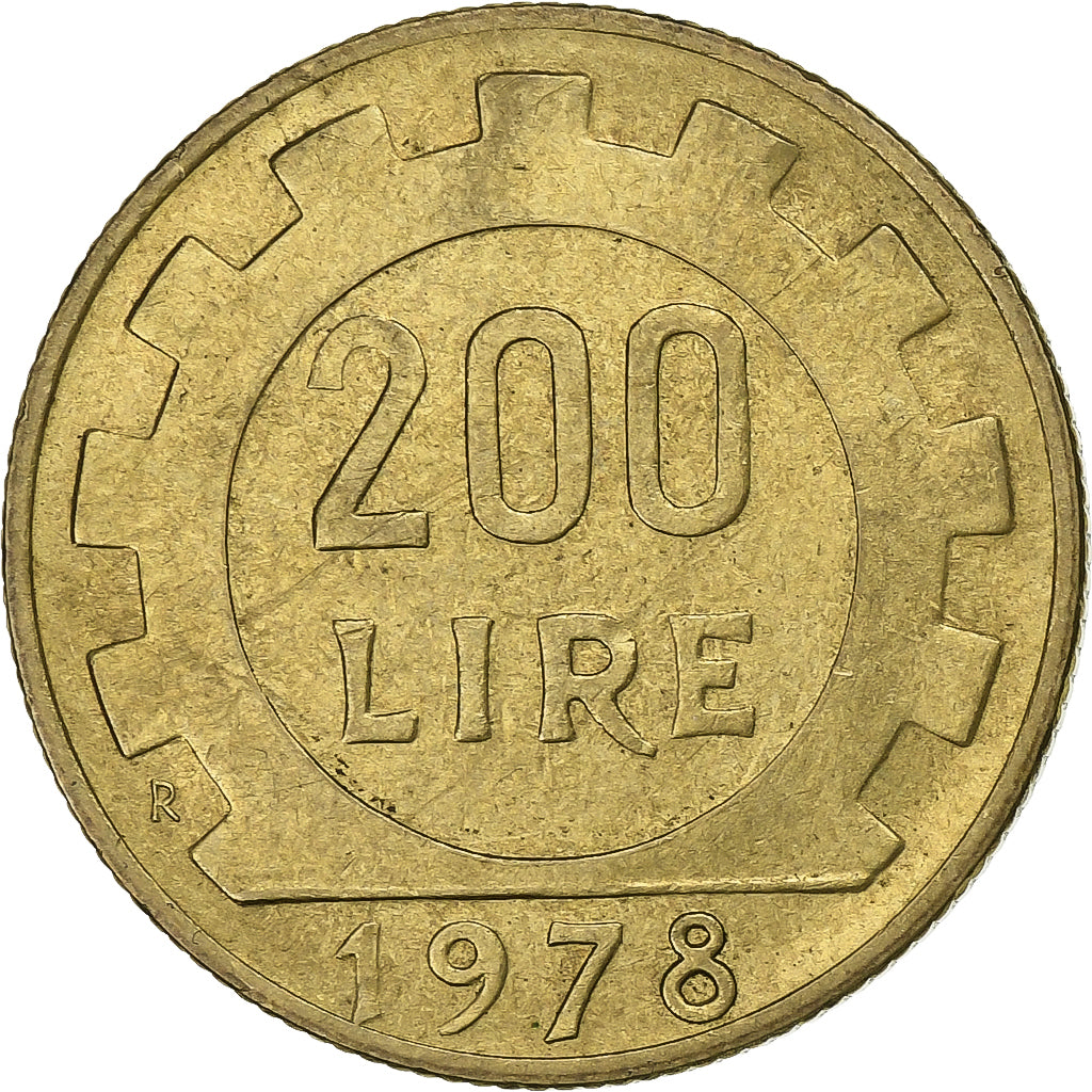 Italia, 200 Lire, 1978, Rome, Aluminio - bronce, MBC+, KM:105