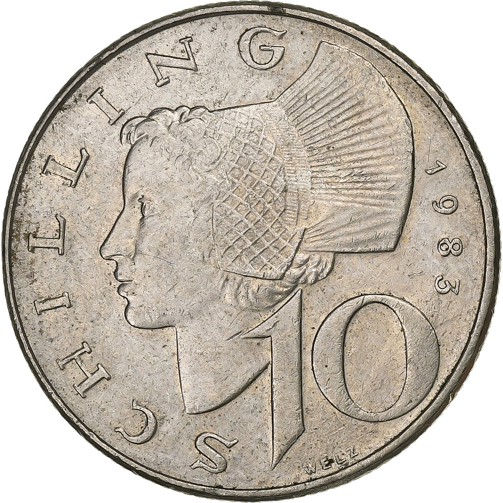 Austria, 10 Schilling, 1983, Cobre - níquel chapado en níquel, MBC+, KM:2918