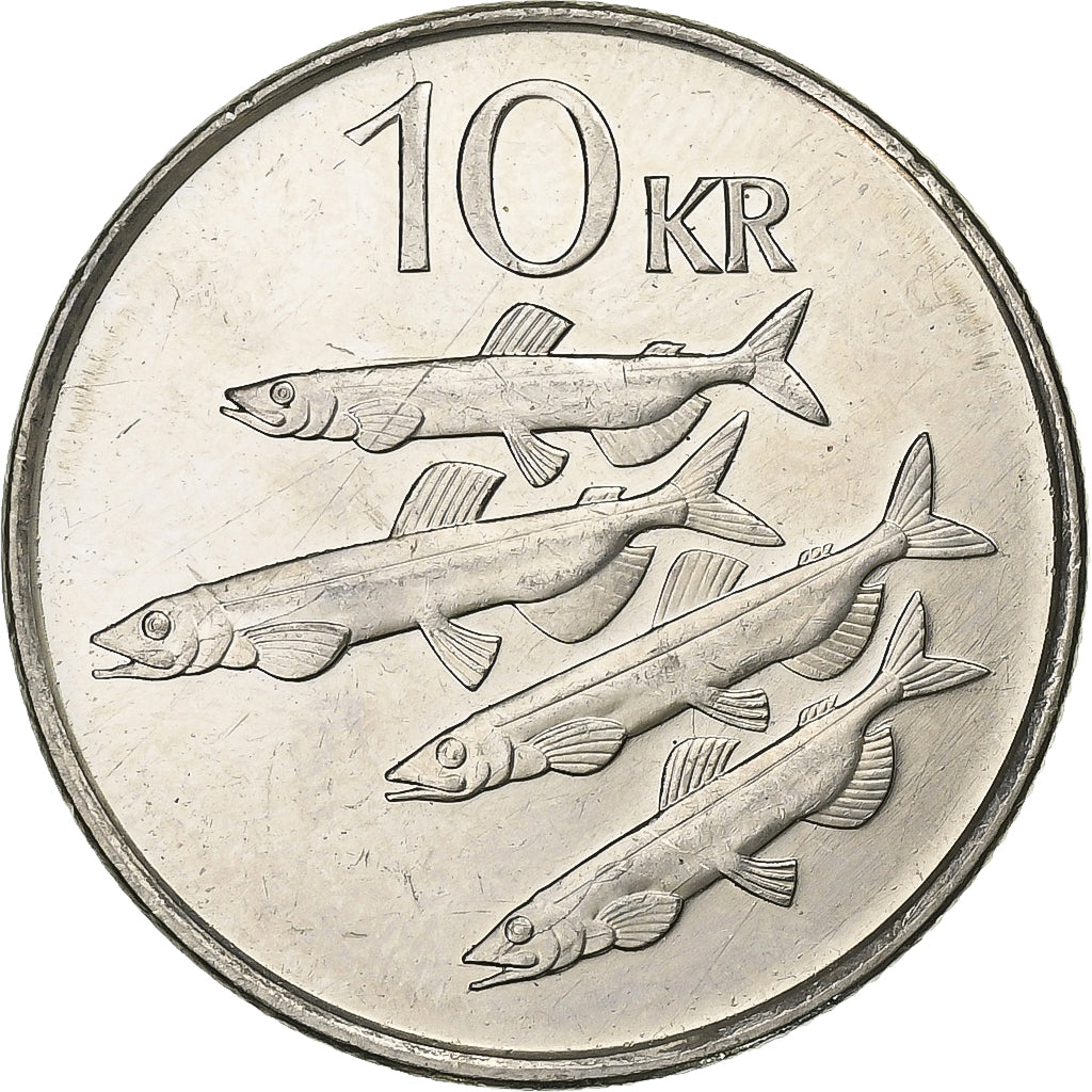 Islandia, 10 Kronur, 1996, Níquel chapado en acero, EBC, KM:29.1a