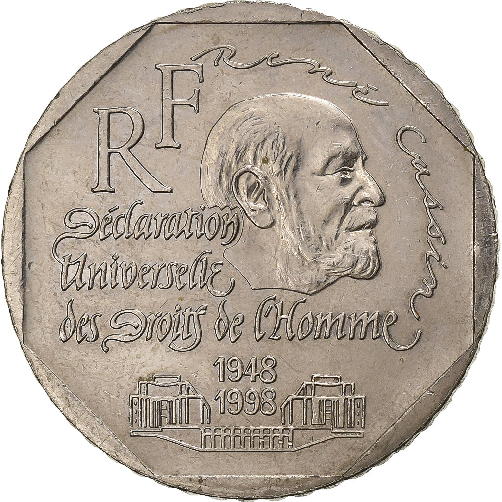 Frankrijk, 2 Francs, René Cassin, 1998, Paris, Nickel, ZF+, Gadoury:551