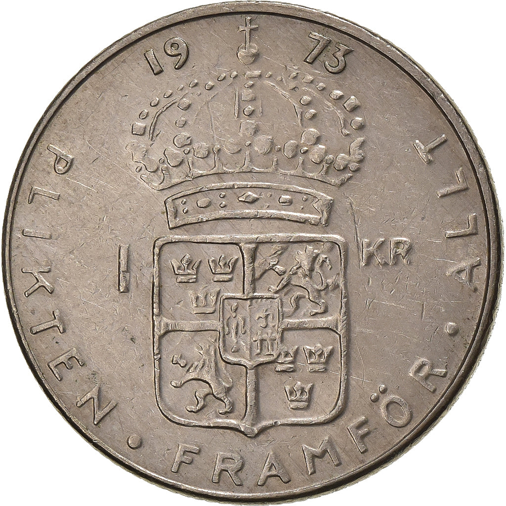 Suecia, Gustaf VI, Krona, 1973, Cobre - níquel recubierto de cobre, MBC