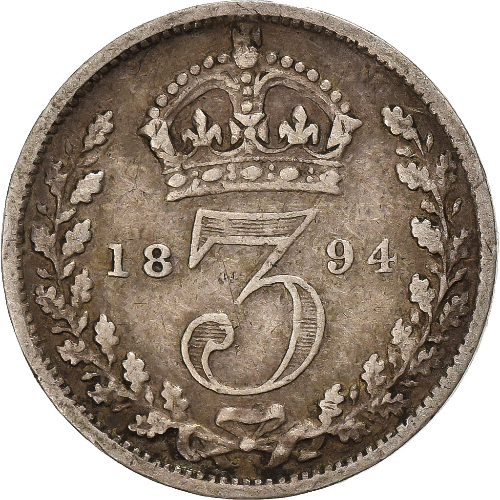 Gran Bretagna, Victoria, 3 Pence, 1894, Argento, MB, KM:777