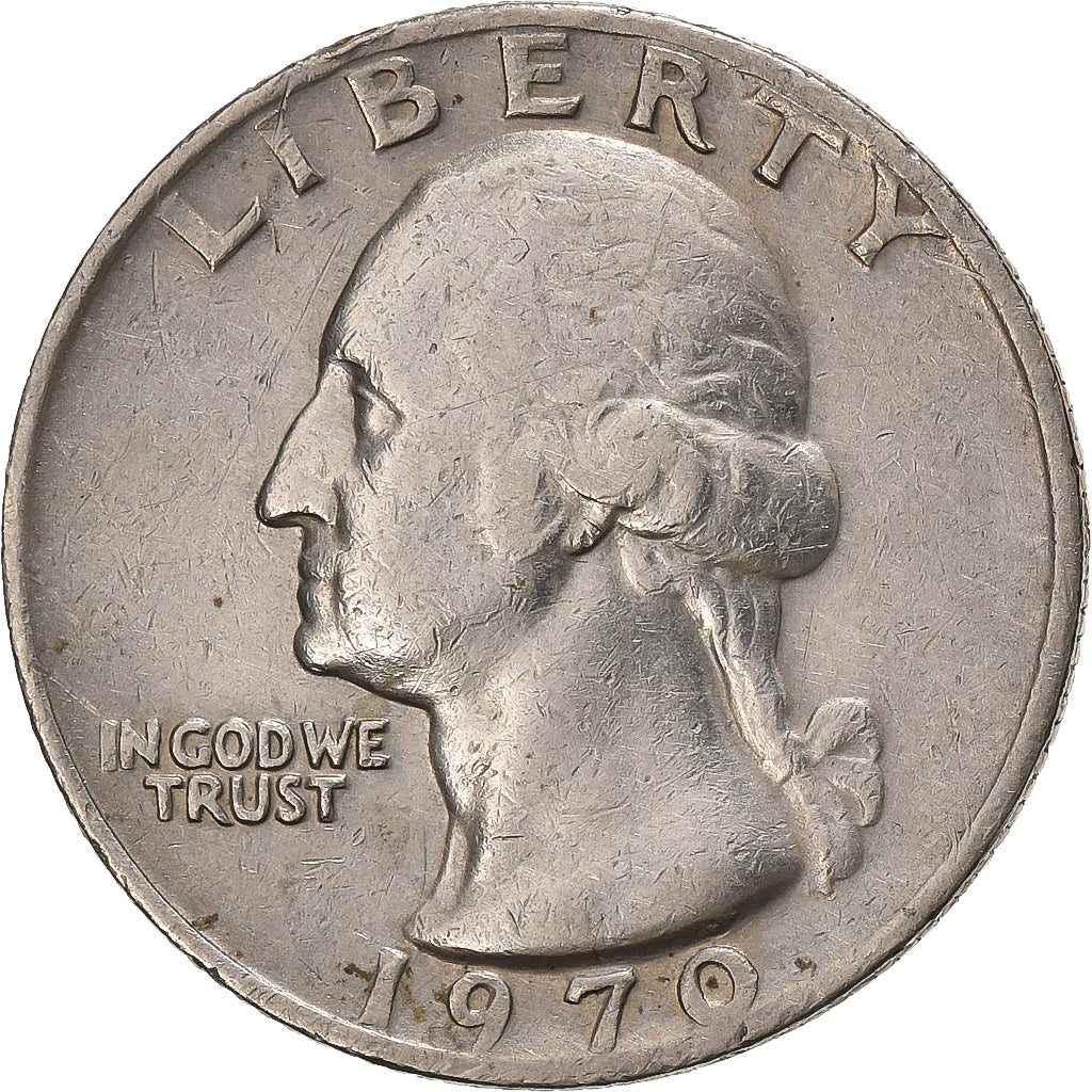 Estados Unidos da América, Quarter, Washington Quarter, 1970, U.S. Mint, Cobre