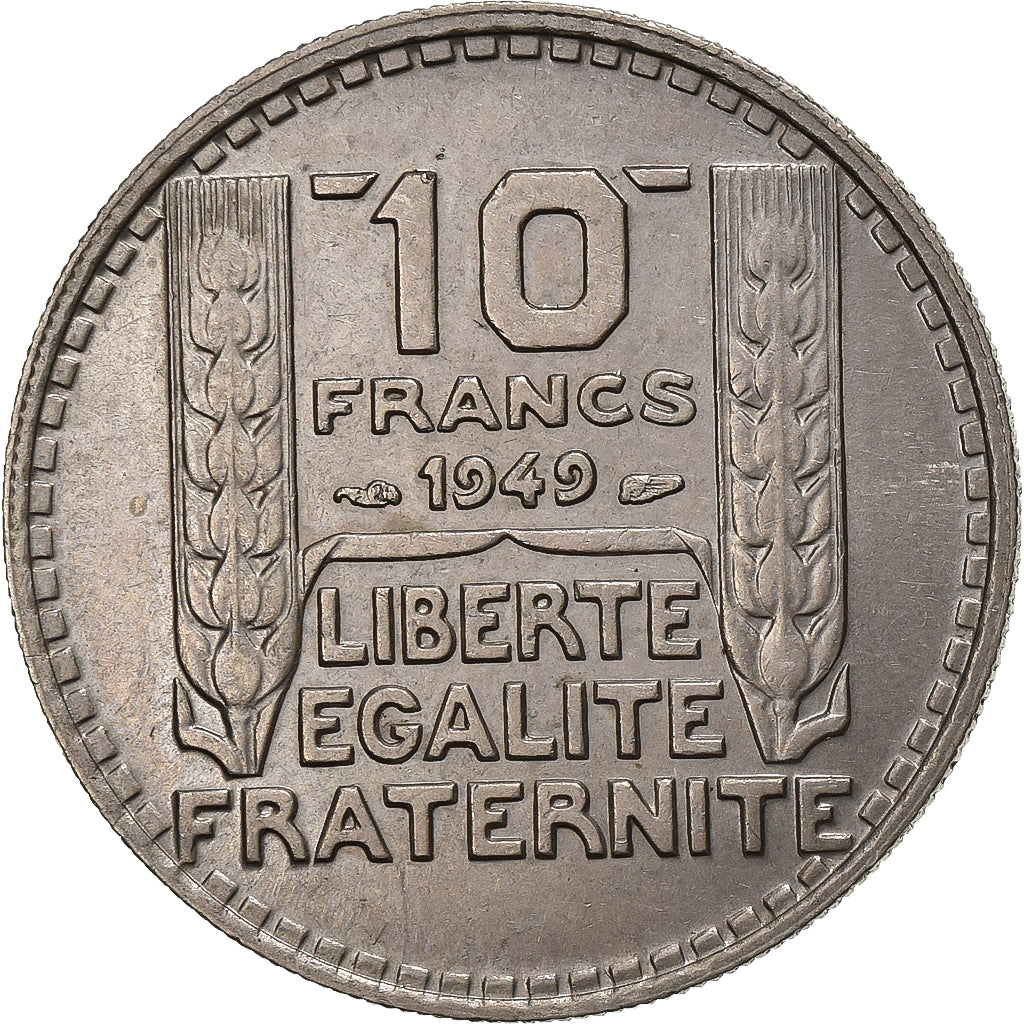 France, 10 Francs, Turin, 1949, Paris, Copper-nickel, AU(55-58), Gadoury:811