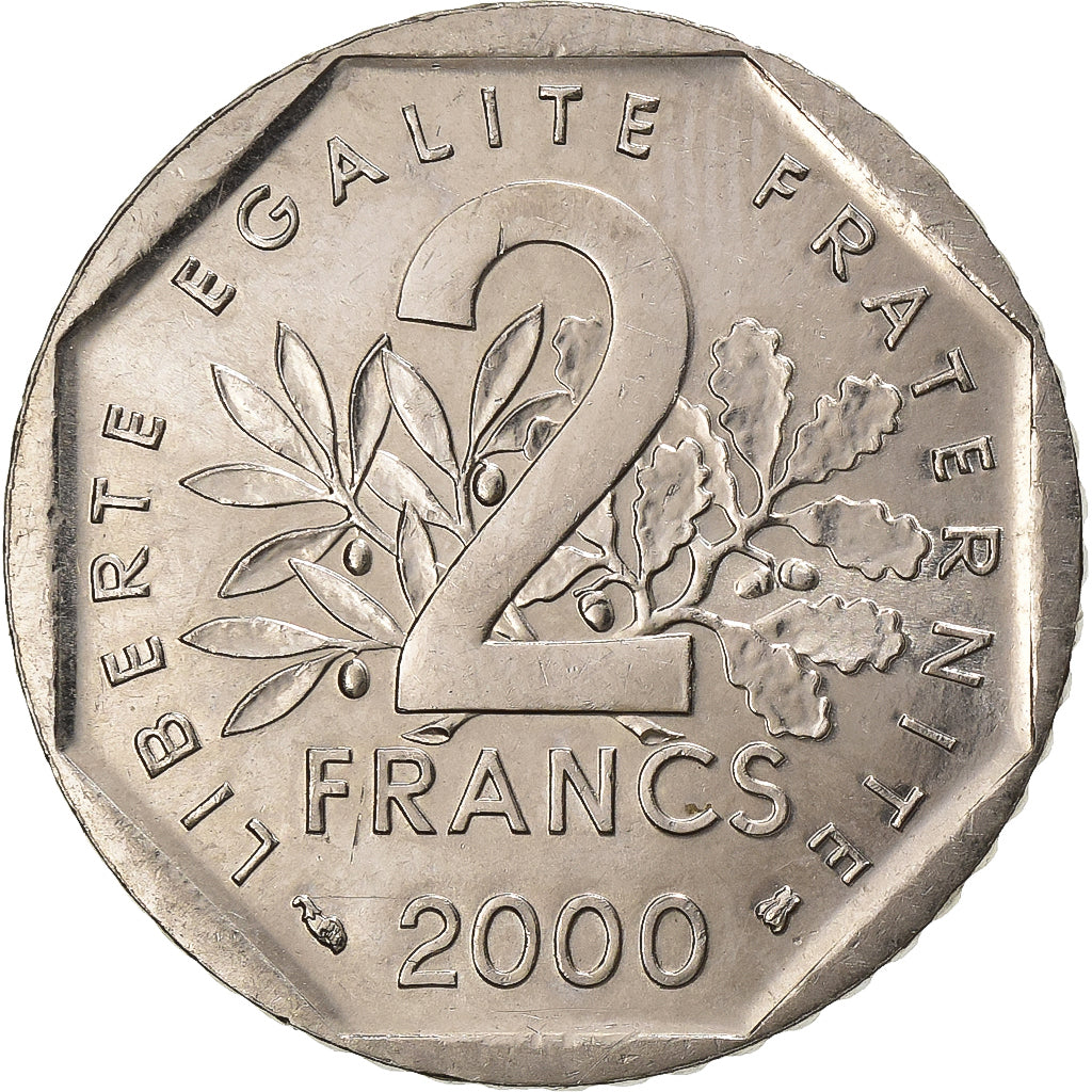 Francia, 2 Francs, Semeuse, 2000, Saint Petersburg, Nichel, SPL-, Gadoury:547