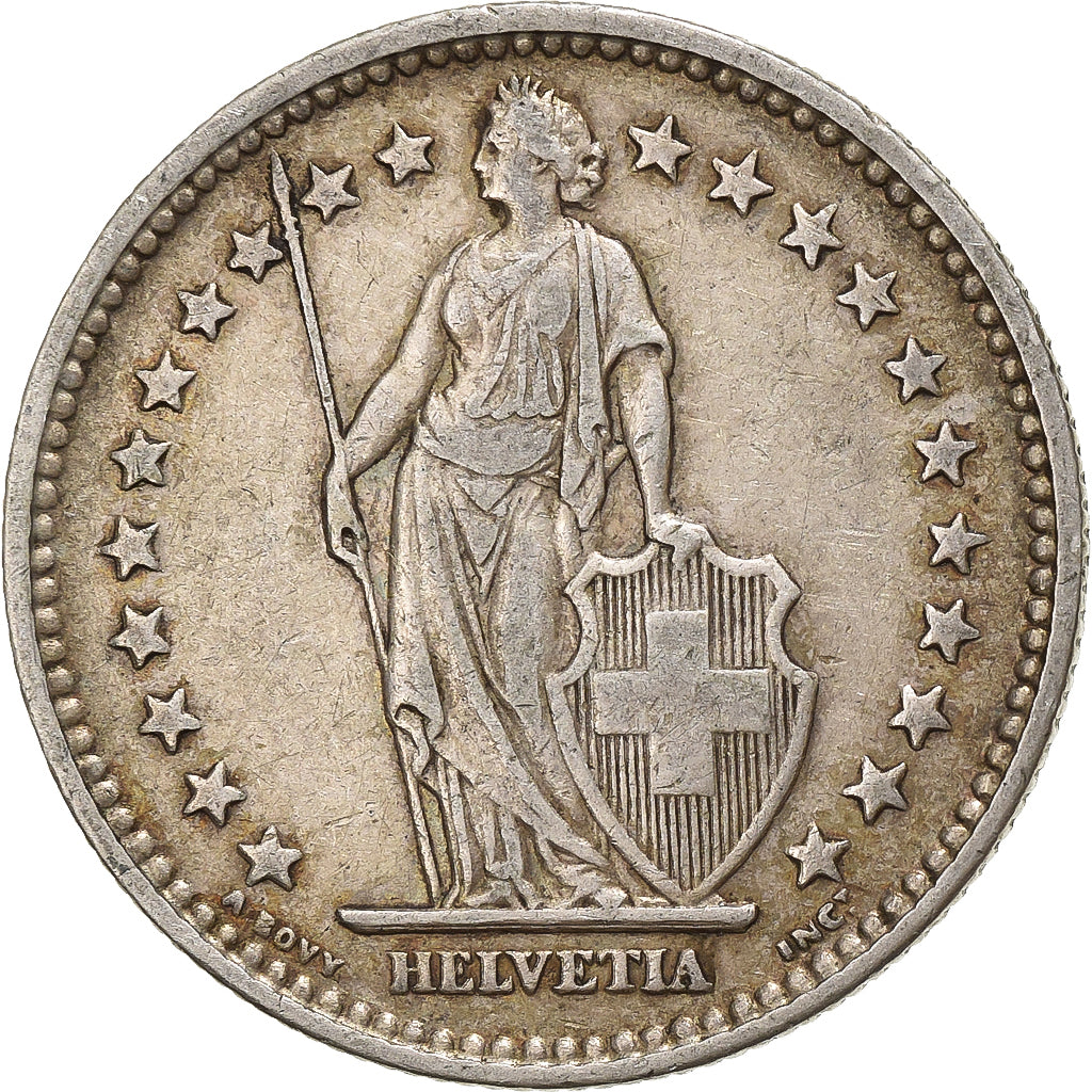 Svizzera, 2 Francs, 1907, Bern, Argento, BB, KM:21