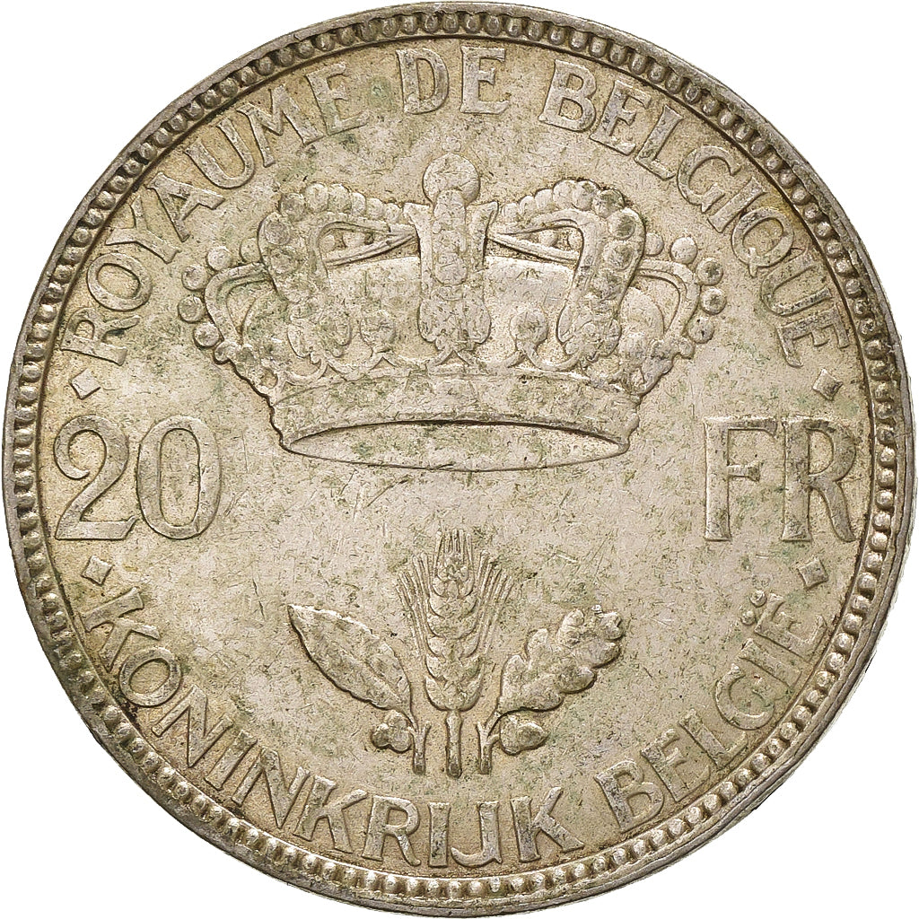 Belgium, 20 Francs, 20 Frank, 1935, Silver, EF(40-45), KM:105