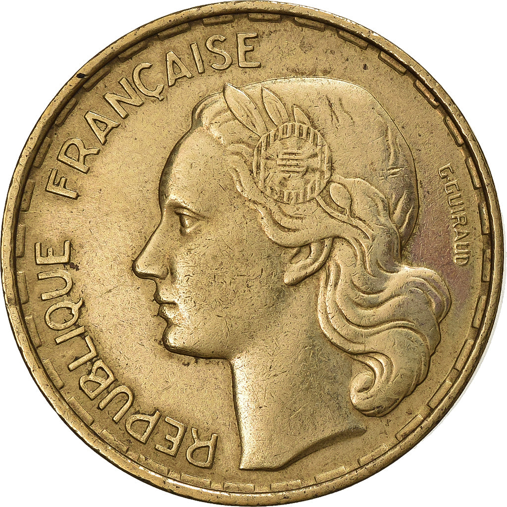France, 50 Francs, Guiraud, 1952, Paris, Aluminum-Bronze, EF(40-45)