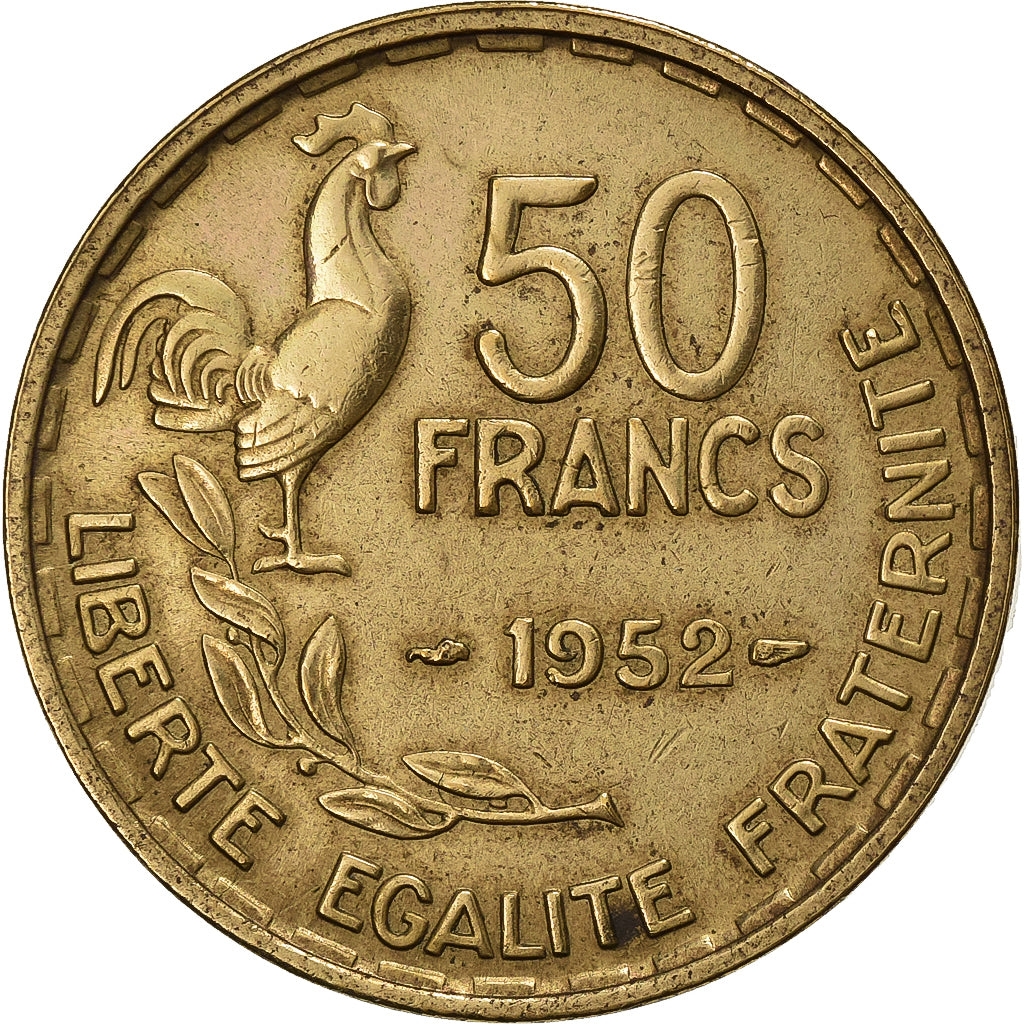 France, 50 Francs, Guiraud, 1952, Paris, Aluminum-Bronze, EF(40-45)