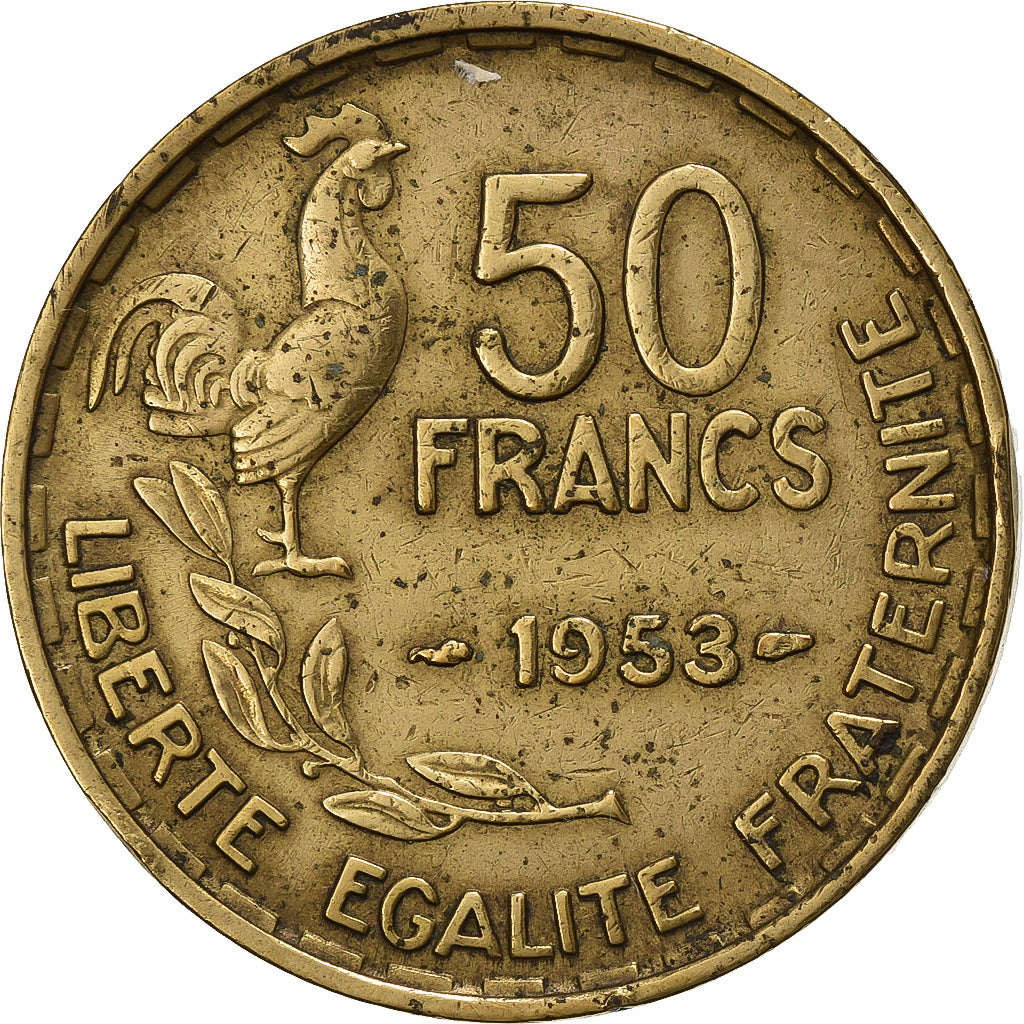 França, 50 Francs, Guiraud, 1953, Beaumont - Le Roger, Alumínio-Bronze