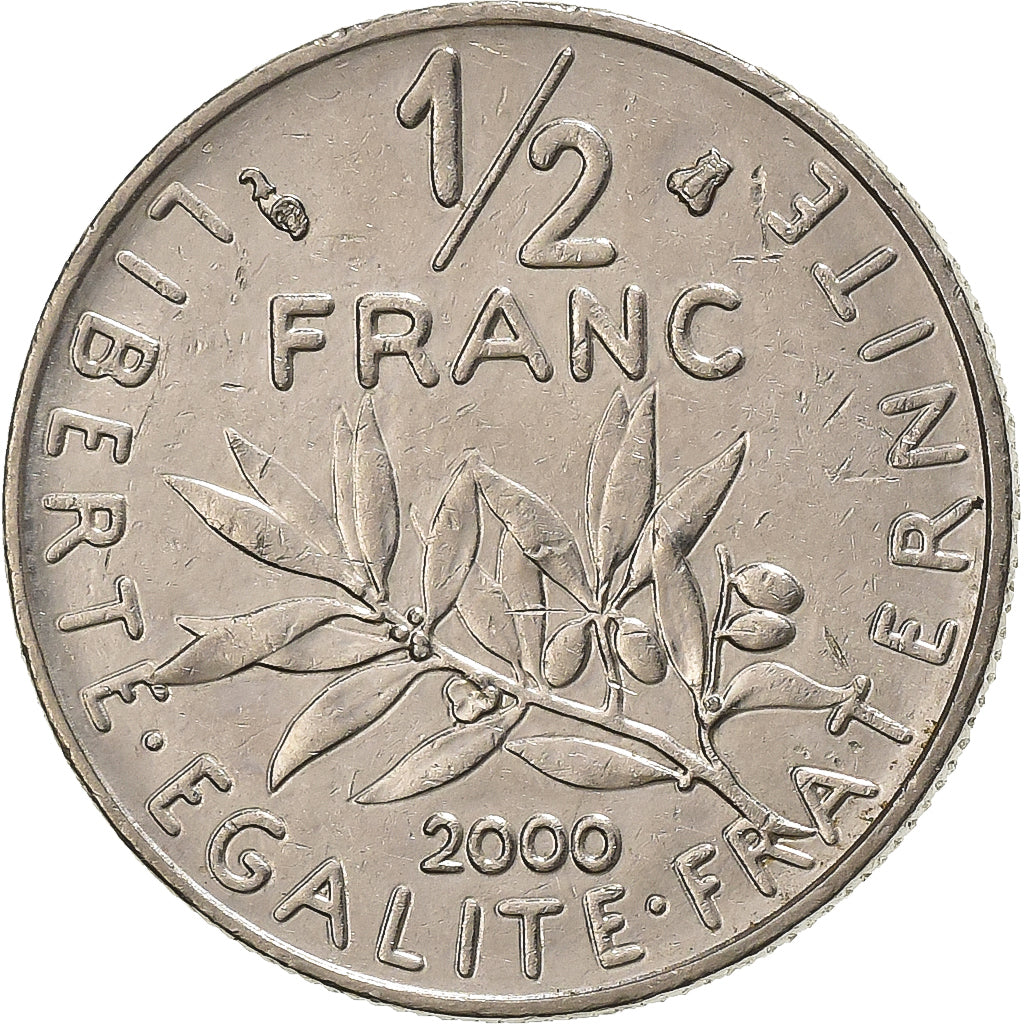 France, 1/2 Franc, Semeuse, 2000, Paris, Nickel, AU(50-53), Gadoury:429