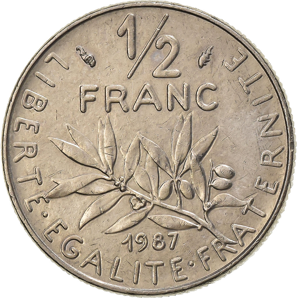 France, 1/2 Franc, Semeuse, 1987, Paris, Nickel, EF(40-45), Gadoury:429