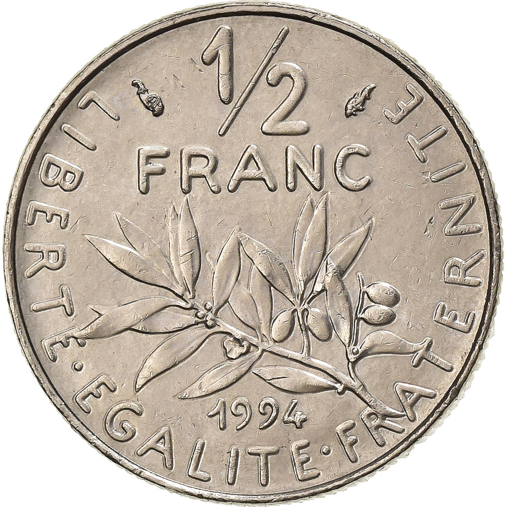 France, 1/2 Franc, Semeuse, 1994, Paris, Nickel, AU(50-53), Gadoury:429