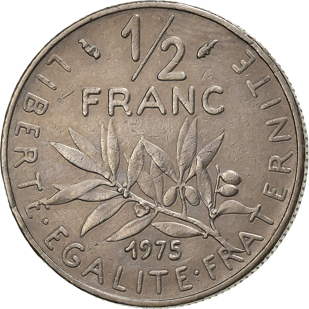 France, 1/2 Franc, Semeuse, 1975, Paris, Nickel, EF(40-45), Gadoury:429