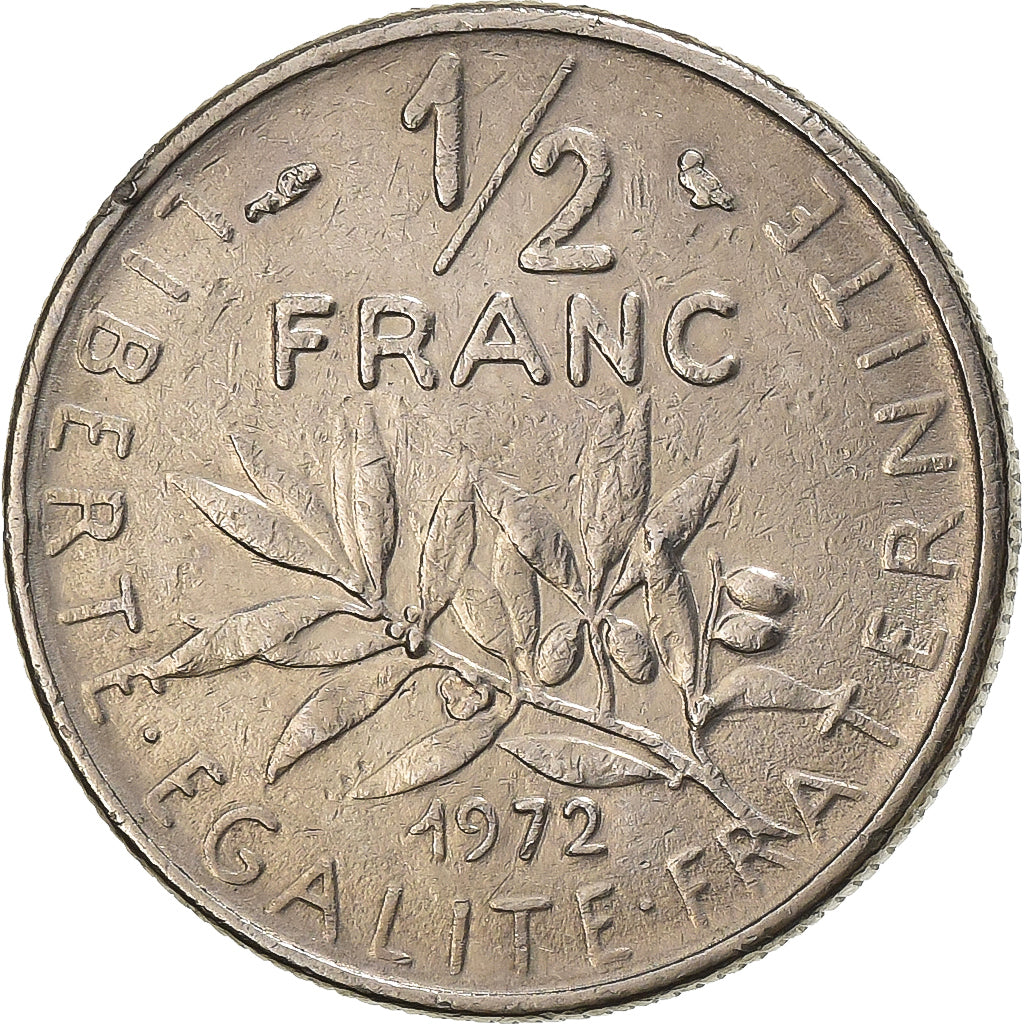 France, 1/2 Franc, Semeuse, 1972, Paris, Nickel, VF(30-35), Gadoury:429