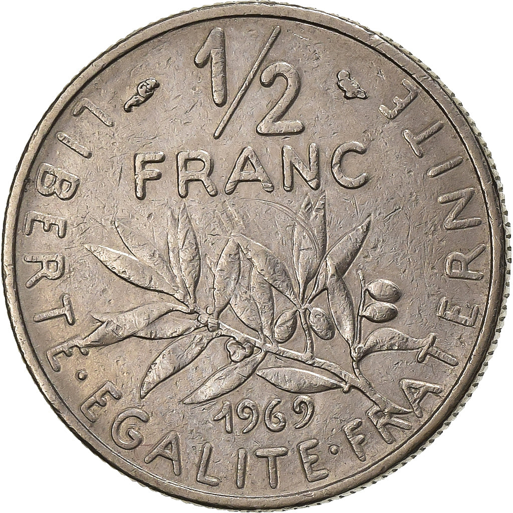 France, 1/2 Franc, Semeuse, 1969, Paris, Nickel, EF(40-45), Gadoury:429