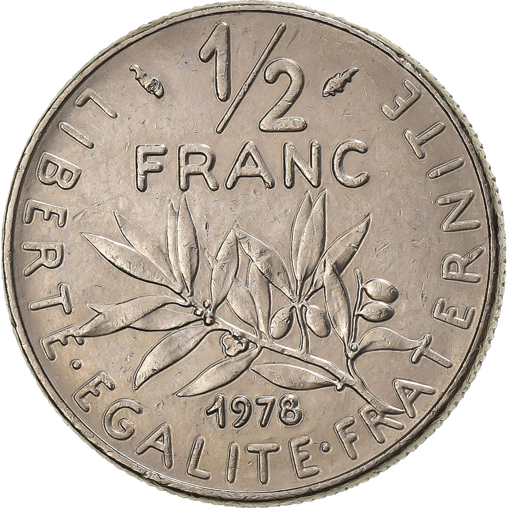France, 1/2 Franc, Semeuse, 1978, Paris, Nickel, AU(50-53), Gadoury:429