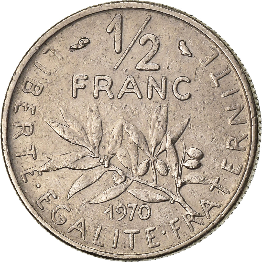 France, 1/2 Franc, Semeuse, 1970, Paris, Nickel, EF(40-45), Gadoury:429