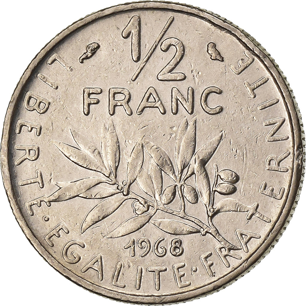 France, 1/2 Franc, Semeuse, 1968, Paris, Nickel, VF(30-35), Gadoury:429