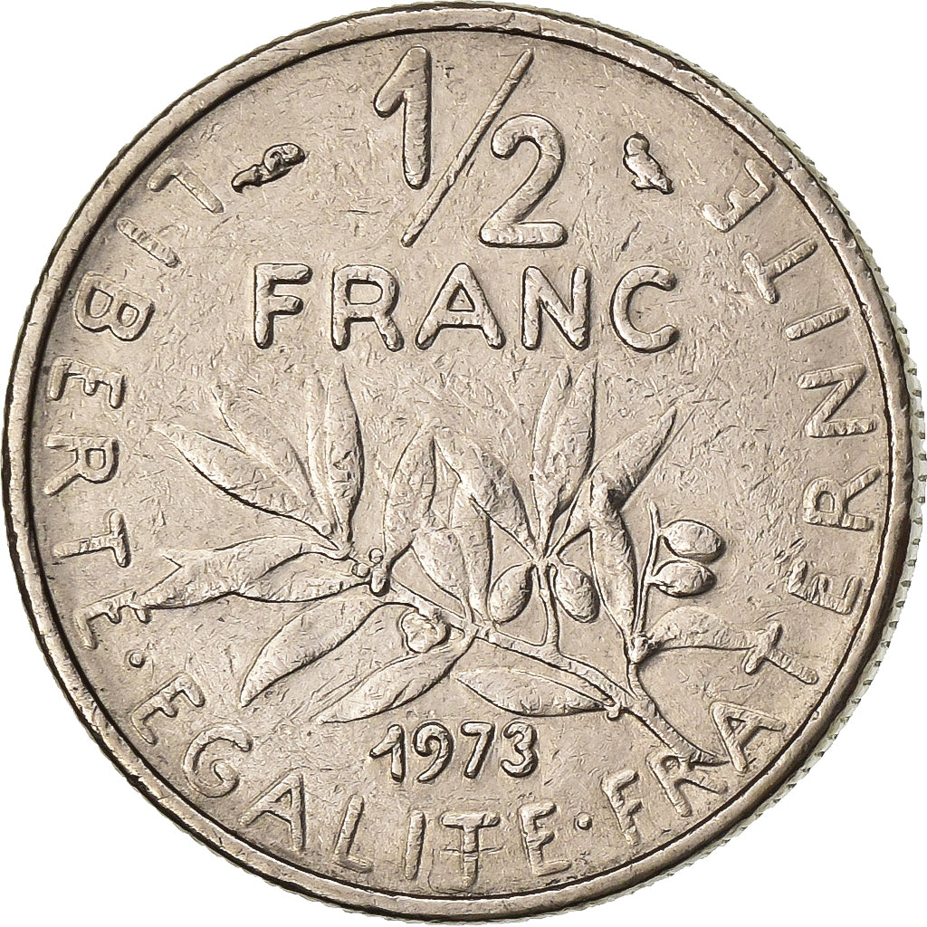 France, 1/2 Franc, Semeuse, 1973, Paris, Nickel, VF(30-35), Gadoury:429