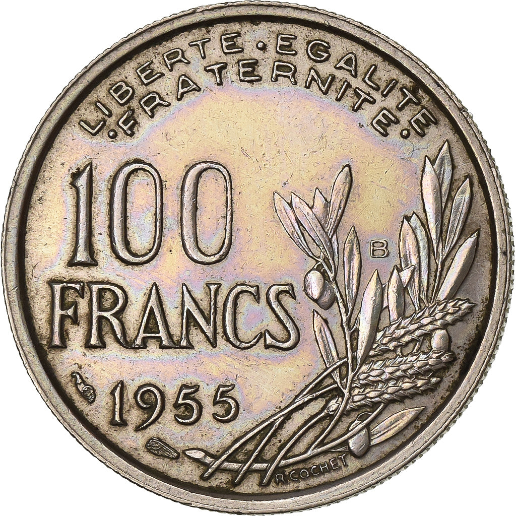 Francia, 100 Francs, Cochet, 1955, Beaumont le Roger, Rame-nichel, BB