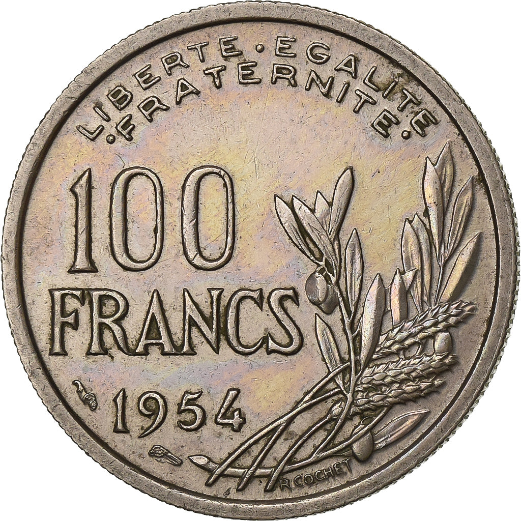 França, 100 Francs, Cochet, 1954, Paris, Cobre-níquel, EF(40-45), Gadoury:897