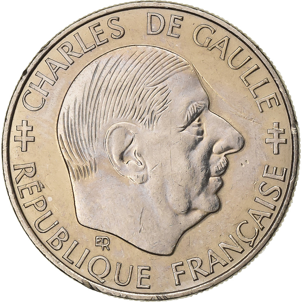 Francja, Franc, Charles de Gaulle, 1988, Nikiel, AU(50-53), Gadoury:475, KM:963