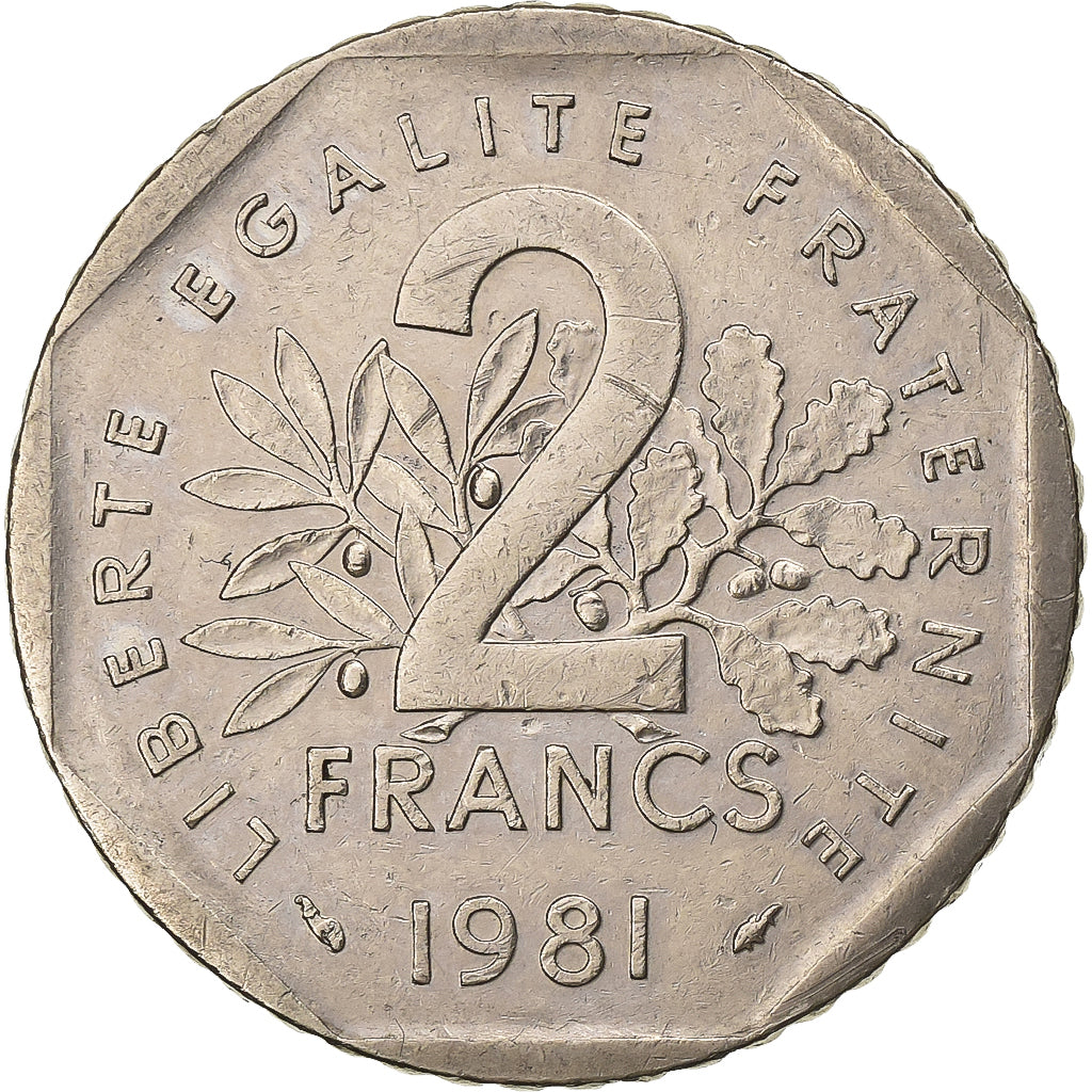 Francja, 2 Francs, Semeuse, 1981, Paris, Nikiel, EF(40-45), KM:942.1