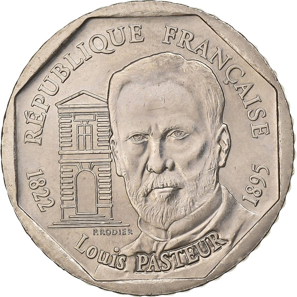 Francia, 2 Francs, Pasteur, 1995, Níquel, MBC+, Gadoury:549, KM:1119