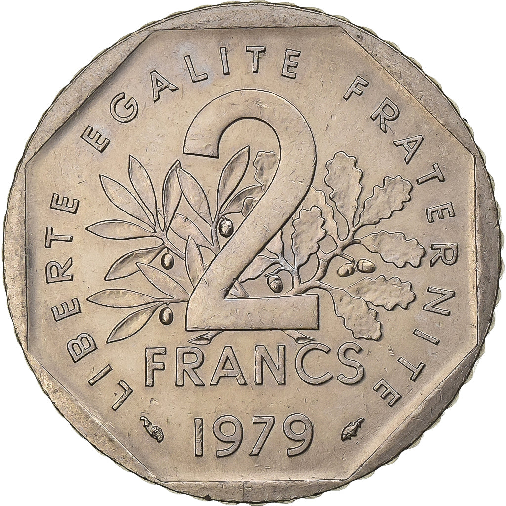 Francja, 2 Francs, Semeuse, 1979, Nikiel, AU(50-53), Gadoury:547, KM:942.1