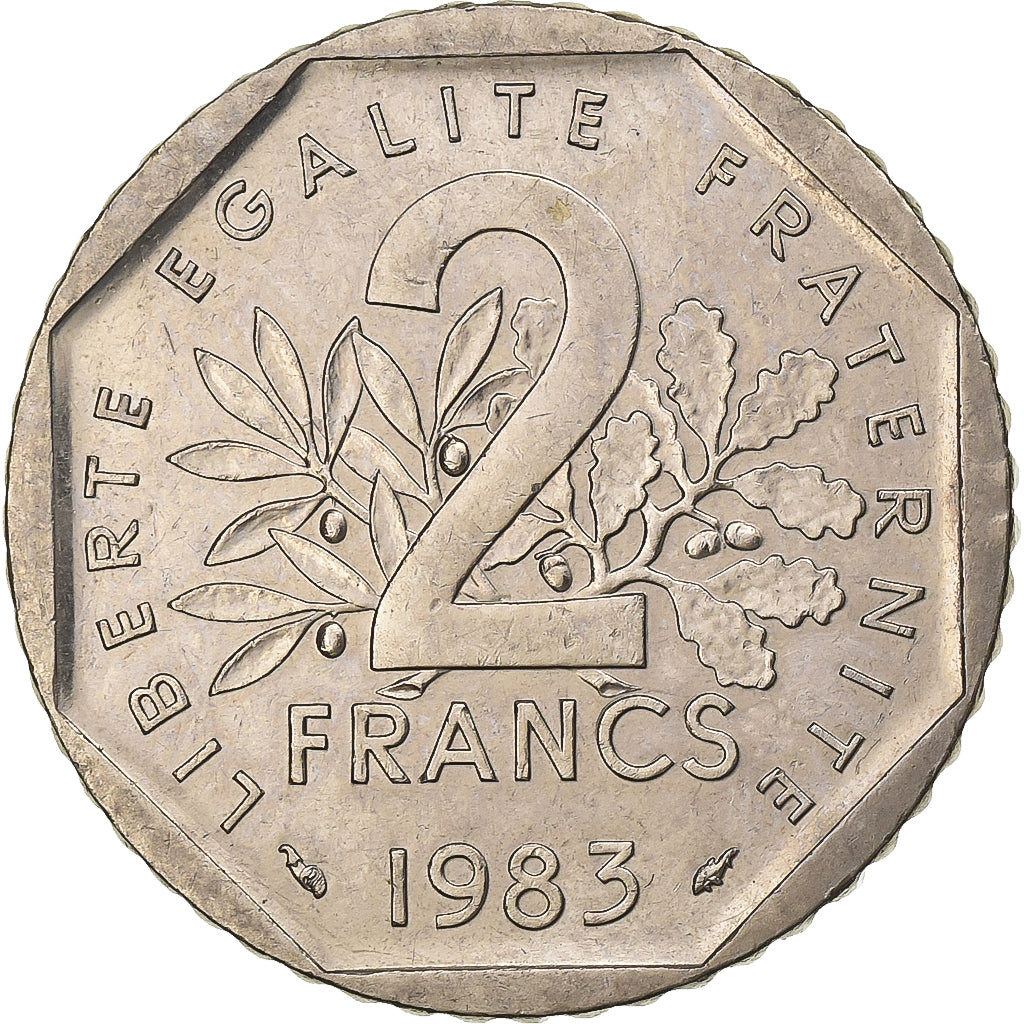 Frankrijk, 2 Francs, Semeuse, 1983, Paris, Nickel, ZF, Gadoury:547, KM:942.1